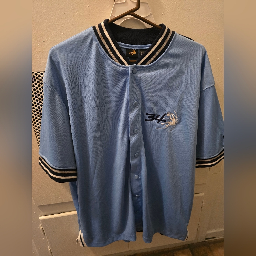 Nwt Vintage Shaquille O’Neal Shaq Brand Blue Button Up Shirt Men’s Size XL